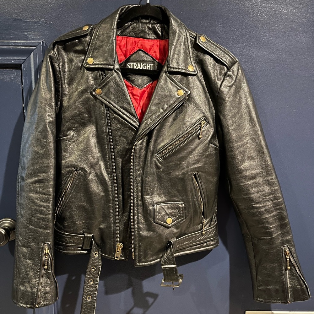 Straight To Hell black/brass Lady’s Commando 100% leather jacket - M